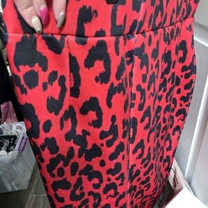 New York & Company Red and Black Animal Print Skirt